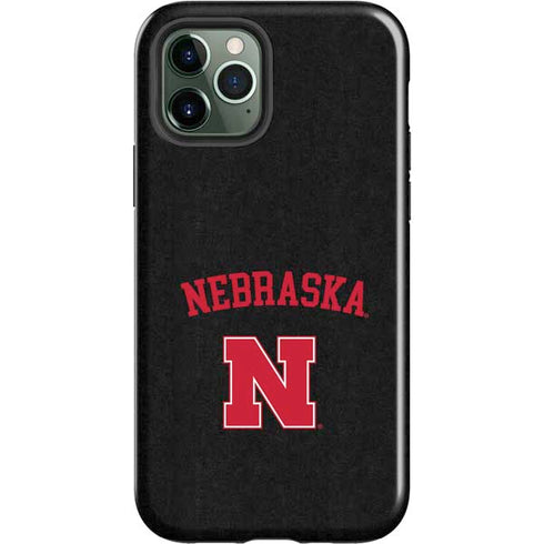 University of Nebraska Collegiate Text Black iPhone 12 Pro Impact Case