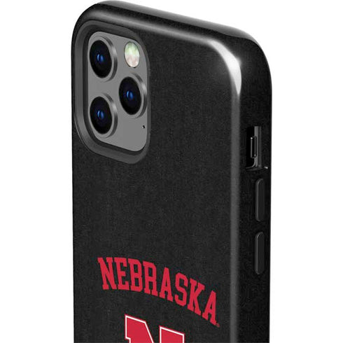 University of Nebraska Collegiate Text Black iPhone 12 Pro Impact Case