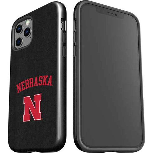University of Nebraska Collegiate Text Black iPhone 12 Pro Impact Case