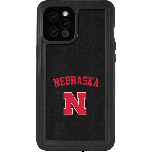 University of Nebraska Collegiate Text Black iPhone 12 Pro Max Waterproof Case