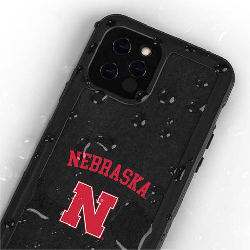 University of Nebraska Collegiate Text Black iPhone 12 Pro Max Waterproof Case
