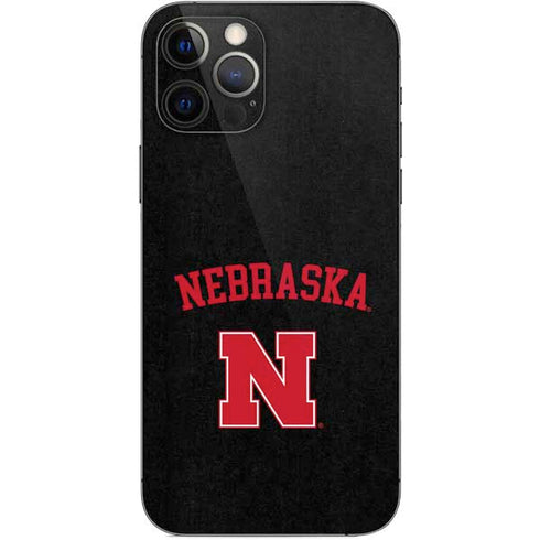 University of Nebraska Collegiate Text Black iPhone 12 Pro Skin