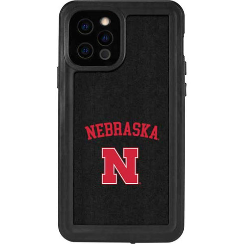 University of Nebraska Collegiate Text Black iPhone 12 Pro Waterproof Case
