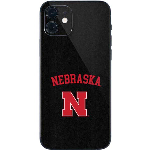 University of Nebraska Collegiate Text Black iPhone 12 Skin