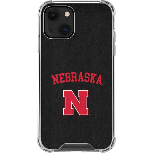 University of Nebraska Collegiate Text Black iPhone 13 Clear Case