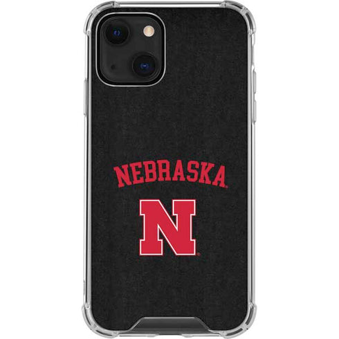 University of Nebraska Collegiate Text Black iPhone 13 Mini Clear Case