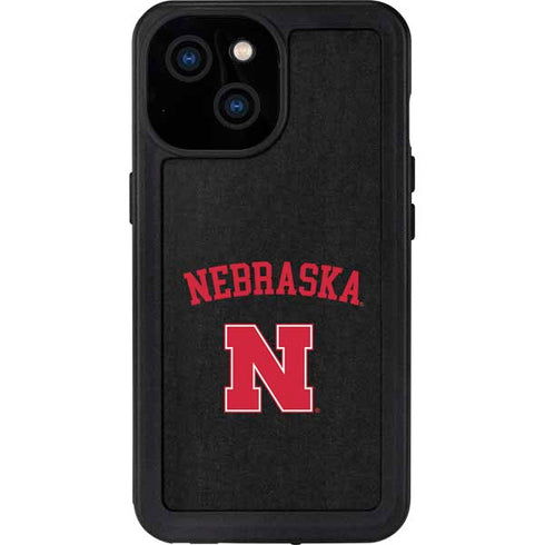 University of Nebraska Collegiate Text Black iPhone 13 Mini Waterproof Case