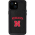 University of Nebraska Collegiate Text Black iPhone 13 Mini Waterproof Case