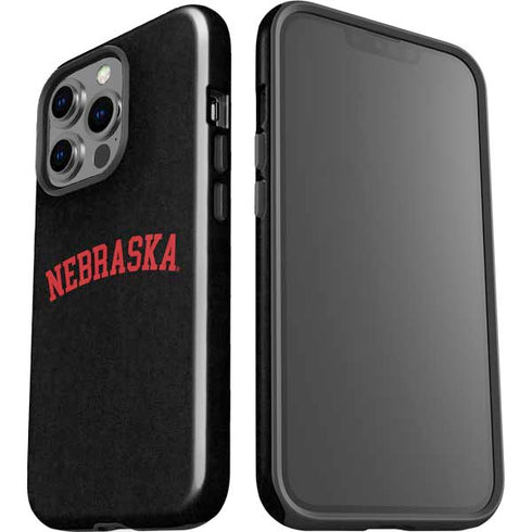 University of Nebraska Collegiate Text Black iPhone 13 Pro Impact Case