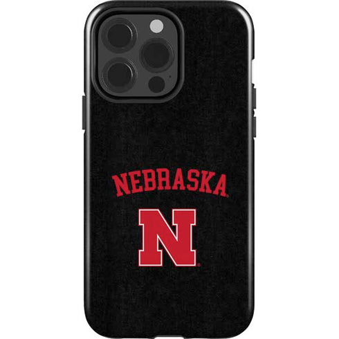 University of Nebraska Collegiate Text Black iPhone 13 Pro Impact Case
