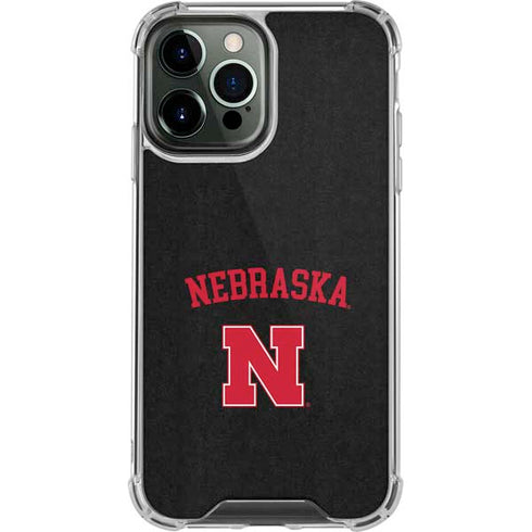 University of Nebraska Collegiate Text Black iPhone 13 Pro Max Clear Case