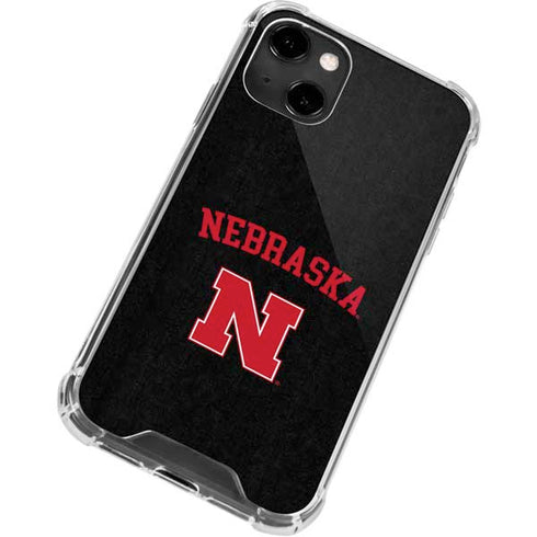 University of Nebraska Collegiate Text Black iPhone 14 Clear Case