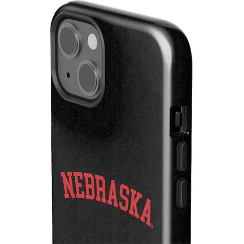 University of Nebraska Collegiate Text Black iPhone 15 Plus Impact Case