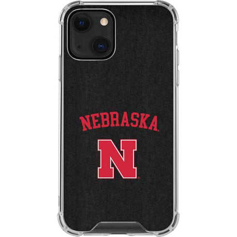 University of Nebraska Collegiate Text Black iPhone 14 Plus Clear Case