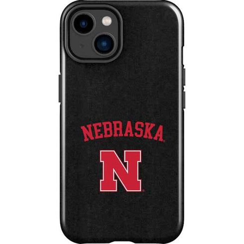 University of Nebraska Collegiate Text Black iPhone 15 Plus Impact Case