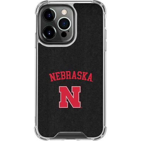 University of Nebraska Collegiate Text Black iPhone 14 Pro Clear Case