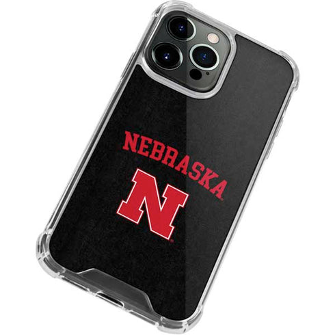University of Nebraska Collegiate Text Black iPhone 14 Pro Clear Case