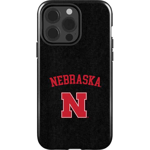 University of Nebraska Collegiate Text Black iPhone 15 Pro Impact Case