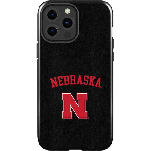 University of Nebraska Collegiate Text Black iPhone 15 Pro Max Impact Case