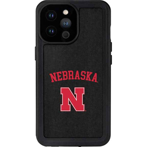 University of Nebraska Collegiate Text Black iPhone 14 Pro Max Waterproof Case
