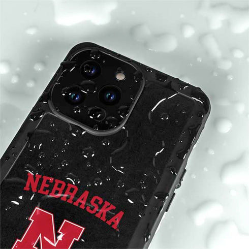 University of Nebraska Collegiate Text Black iPhone 14 Pro Max Waterproof Case