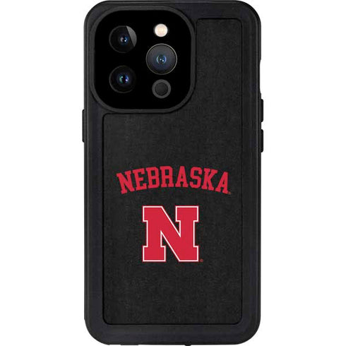 University of Nebraska Collegiate Text Black iPhone 14 Pro Waterproof Case