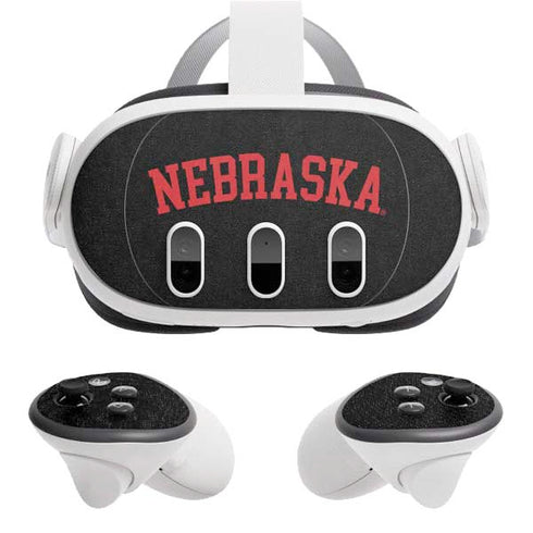 University of Nebraska Collegiate Text Black Meta Quest 3 Skin