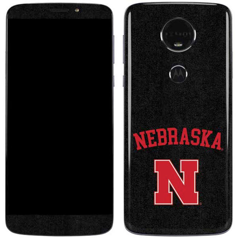 University of Nebraska Collegiate Text Black Moto E5 Plus Skin