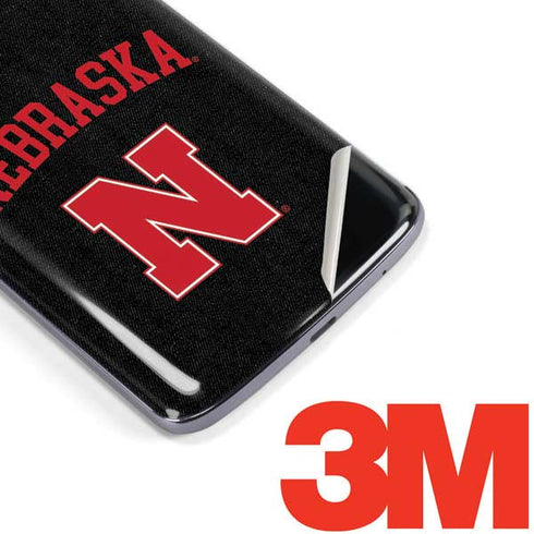 University of Nebraska Collegiate Text Black Moto E5 Plus Skin