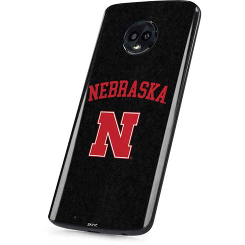 University of Nebraska Collegiate Text Black Moto G6 Skin