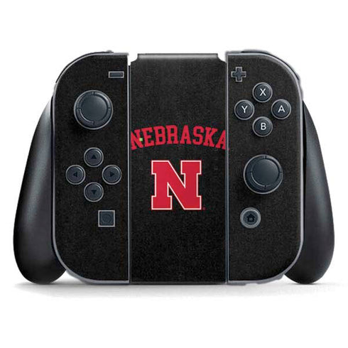 University of Nebraska Collegiate Text Black Nintendo Switch (2017-2021) Joy-Con Controller Skin