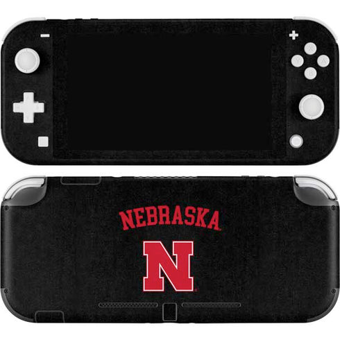University of Nebraska Collegiate Text Black Nintendo Switch Lite Skin