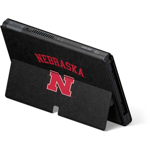 University of Nebraska Collegiate Text Black Nintendo Switch OLED (2021) Skin
