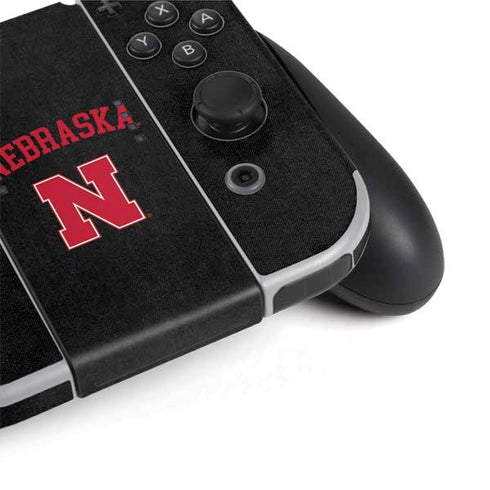 University of Nebraska Collegiate Text Black Nintendo Switch OLED (2021) Skin