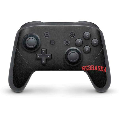 University of Nebraska Collegiate Text Black Nintendo Switch Pro Controller Skin