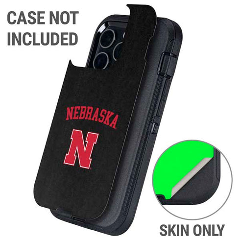 University of Nebraska Collegiate Text Black Otterbox Defender iPhone Skin
