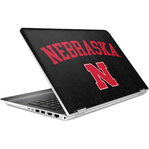 University of Nebraska Collegiate Text Black HP Pavilion Skin