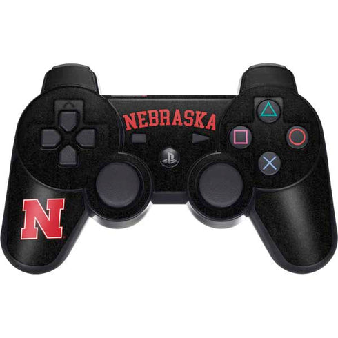 University of Nebraska Collegiate Text Black PS3 Dual Shock wireless controller Skin