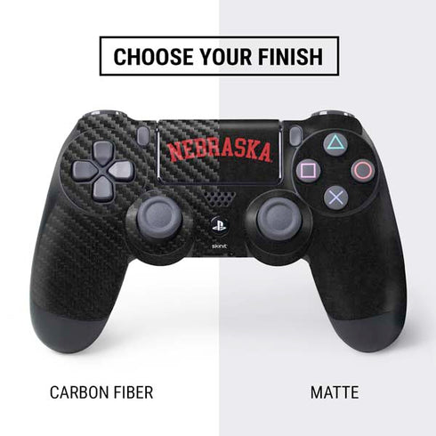 University of Nebraska Collegiate Text Black PS4 Controller Skin