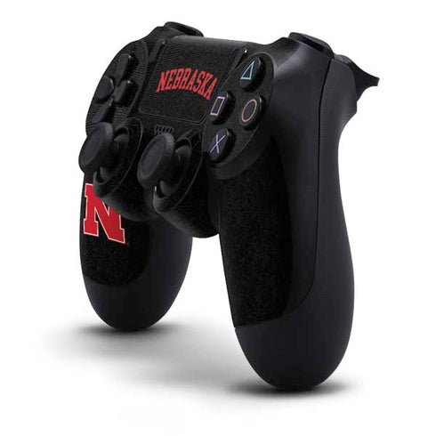 University of Nebraska Collegiate Text Black PS4 Controller Skin