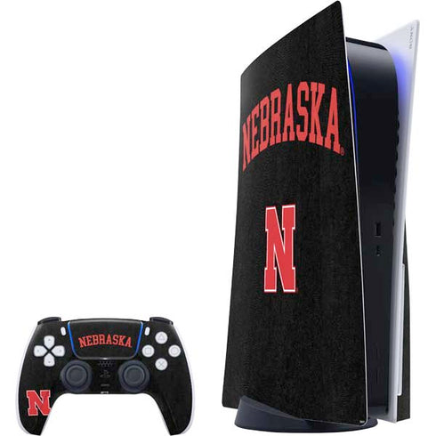 University of Nebraska Collegiate Text Black PS5 Bundle Skin