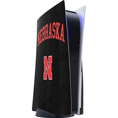 University of Nebraska Collegiate Text Black PS5 Console Skin