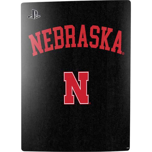 University of Nebraska Collegiate Text Black PS5 Console Skin