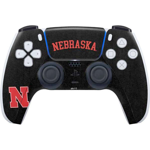 University of Nebraska Collegiate Text Black PS5 Controller Skin