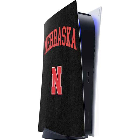 University of Nebraska Collegiate Text Black PS5 Digital Edition Console Skin