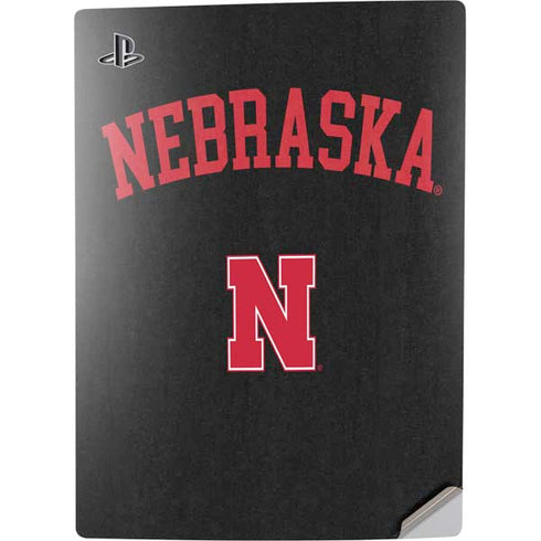 University of Nebraska Collegiate Text Black PS5 Digital Edition Console Skin