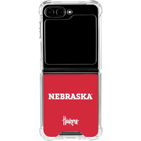 University of Nebraska Red Galaxy Z Flip5 5G Clear Case