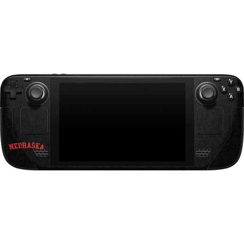 University of Nebraska Collegiate Text Black Steam Deck Handheld Gaming Computer Skin