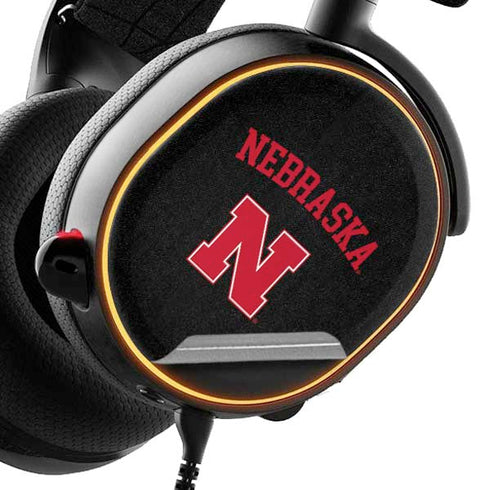 University of Nebraska Collegiate Text Black SteelSeries Arctis 3 Skin