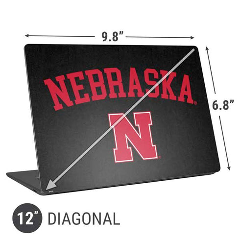 University of Nebraska Collegiate Text Black Universal Laptop 12in (9.8 x 6.8in) Skin
